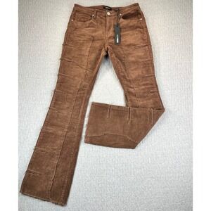 New Bootcut corduroy NOVAMEN Dress Pants Men 32/30X33 Flare  Brown distressed